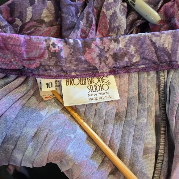 Vintage Brownstone Studio Made in USA Union Label Pleated Floral Accordion Skirt - Picture 3 of 7